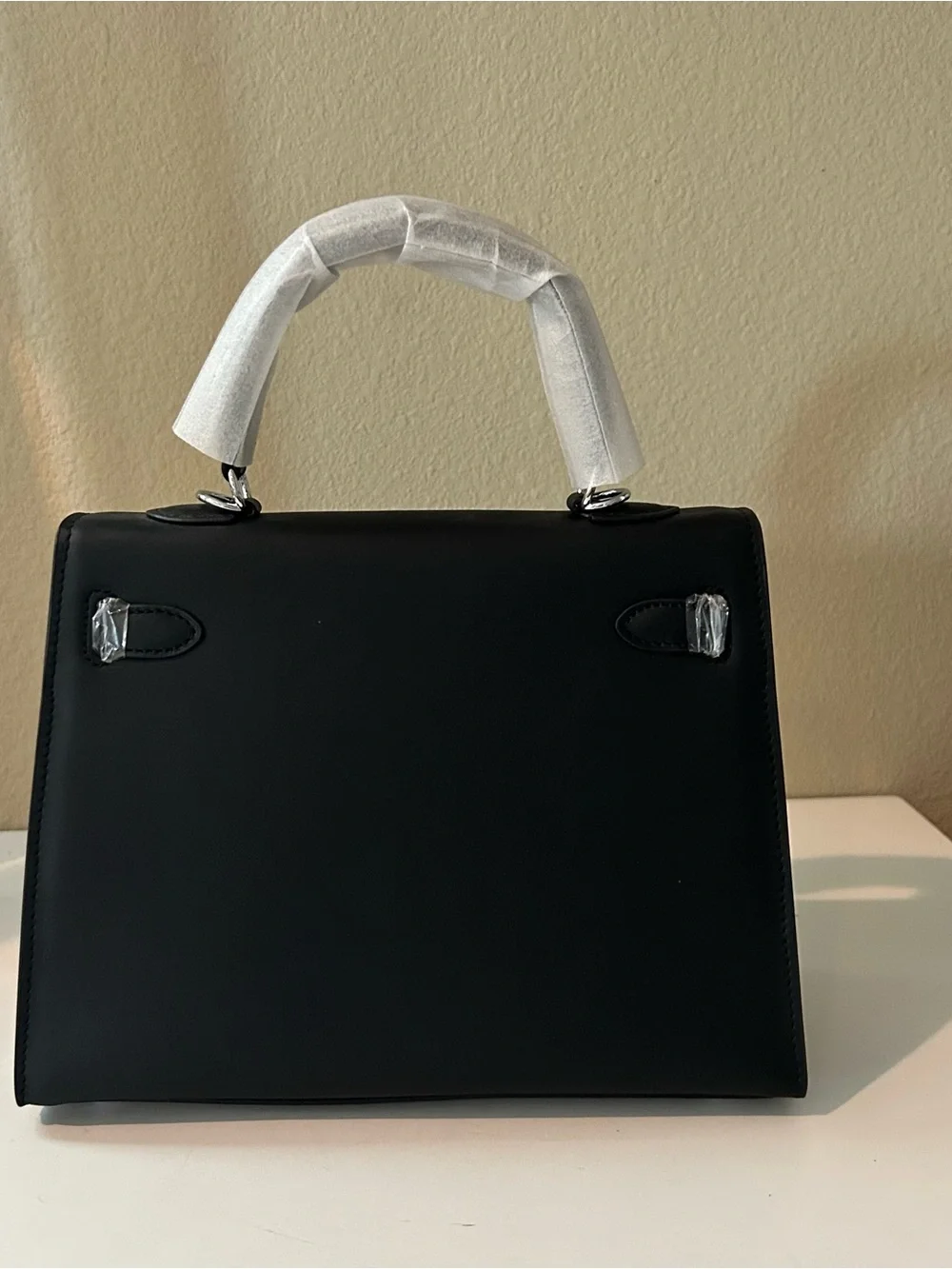 25cm Black Swift Leather Top-Handle Satchel